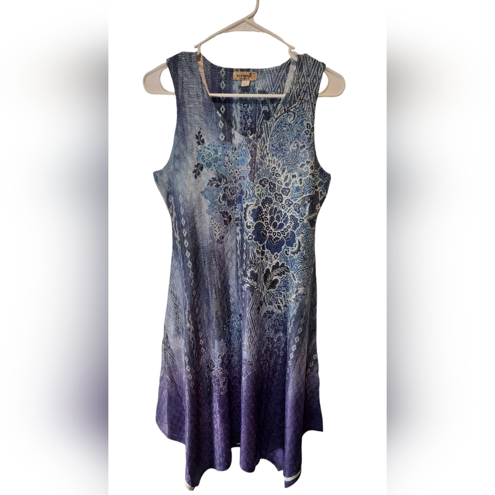 One World Dress Womans Small Blue Purple Sleeveless Bohemian Hippie Fairy